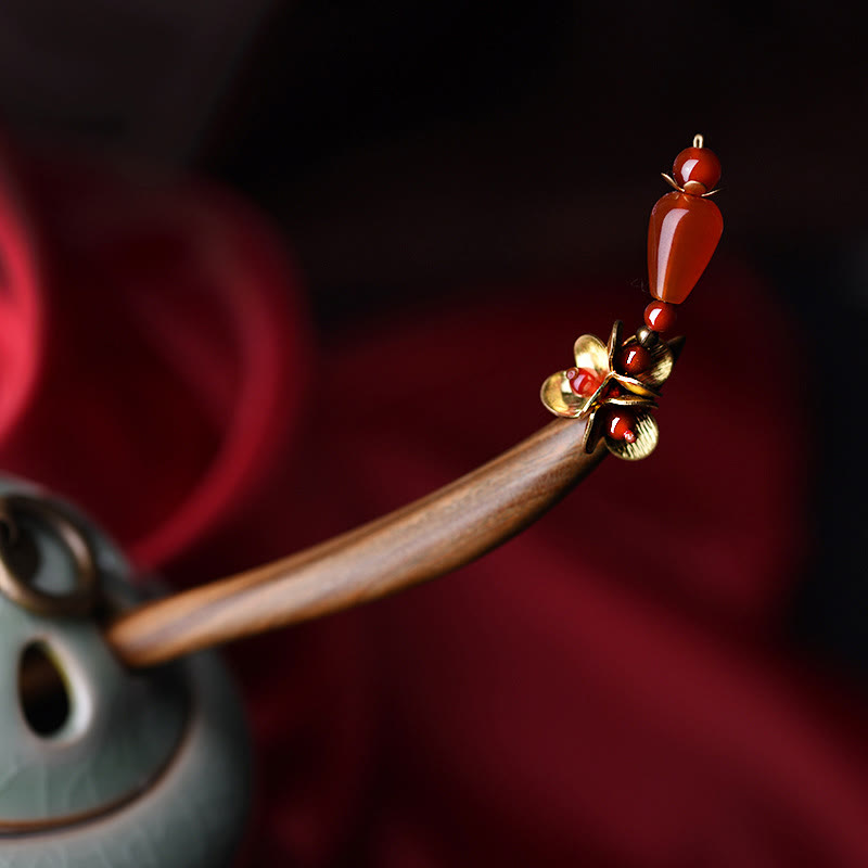 Silver Tassel Green Sandalwood Soothing Hairpin