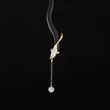 Ebony Hetian Jade Fish Blessing Hairpin