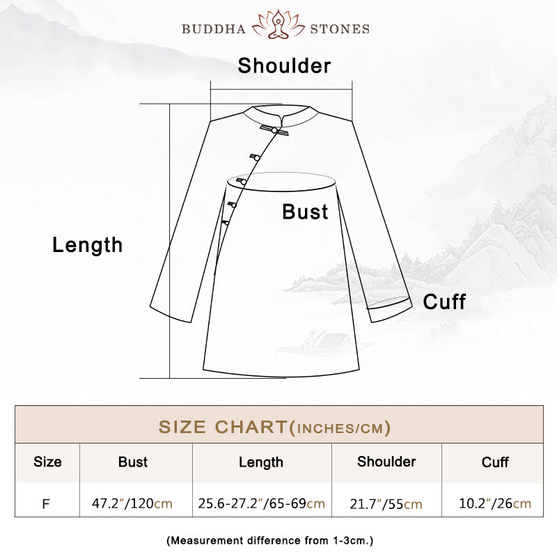 Ramie Linen Stand Collar Mindful Meditation Long Sleeve Shirt