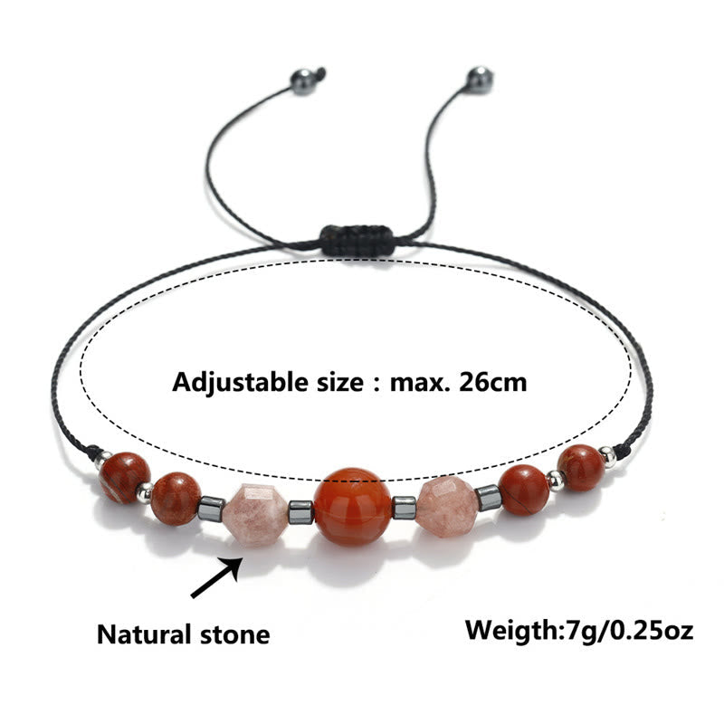 Believe You Can Carnelian Red Jasper Hematite Sun Stone Positive Bracelet