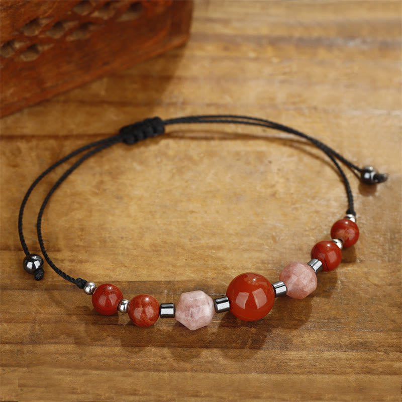 Believe You Can Carnelian Red Jasper Hematite Sun Stone Positive Bracelet
