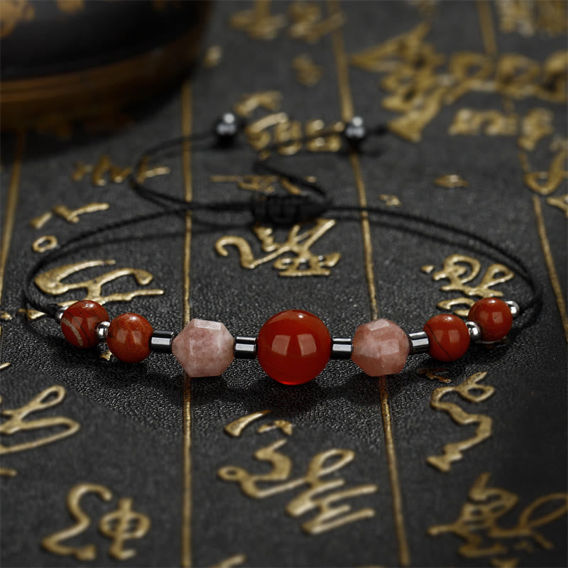 Believe You Can Carnelian Red Jasper Hematite Sun Stone Positive Bracelet
