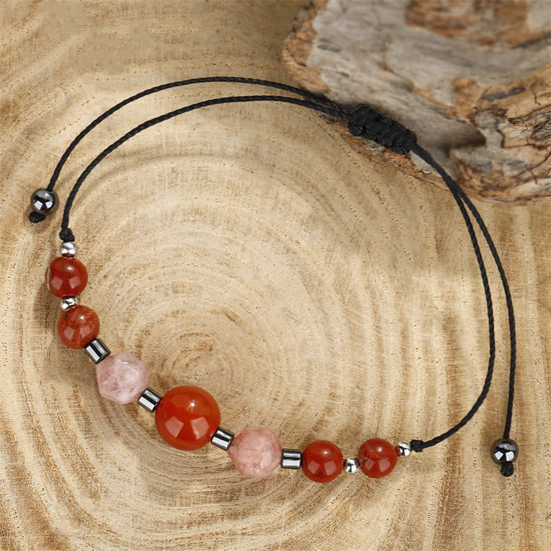 Believe You Can Carnelian Red Jasper Hematite Sun Stone Positive Bracelet