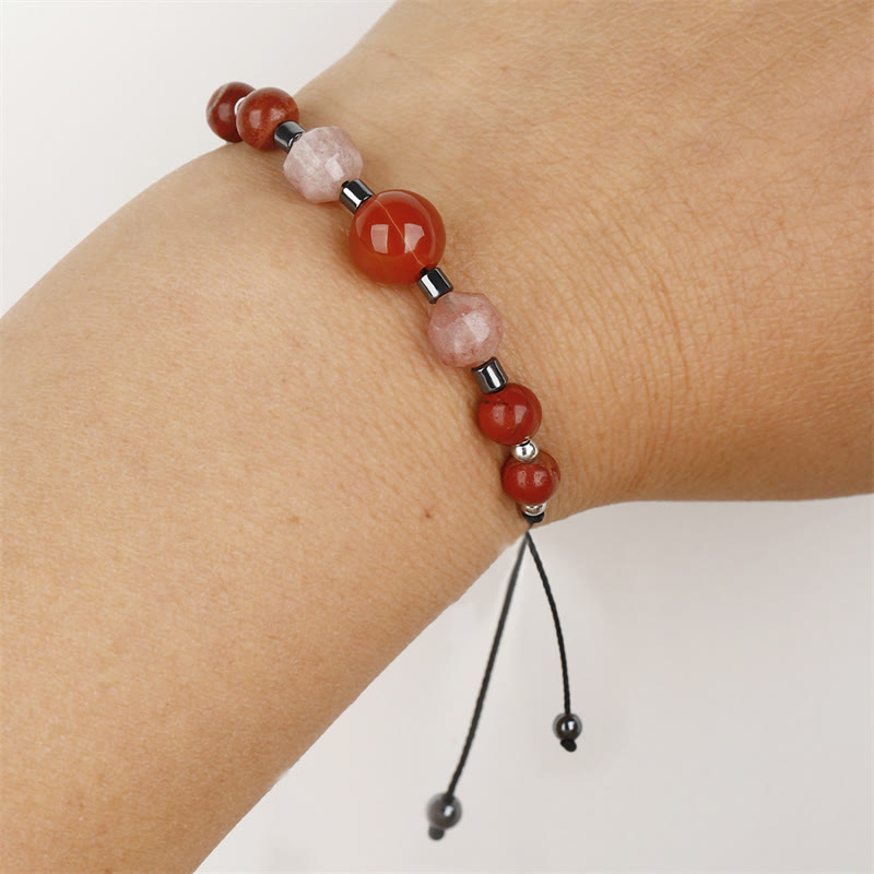 Believe You Can Carnelian Red Jasper Hematite Sun Stone Positive Bracelet