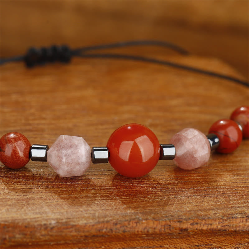 Believe You Can Carnelian Red Jasper Hematite Sun Stone Positive Bracelet