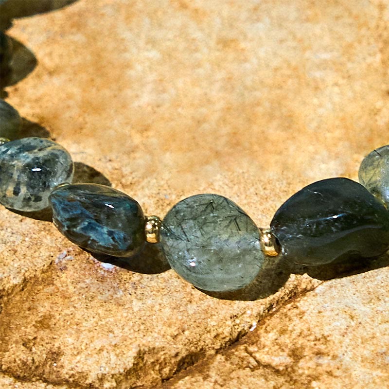 Braided Green Rutilated Quartz Adjustable String Bracelet