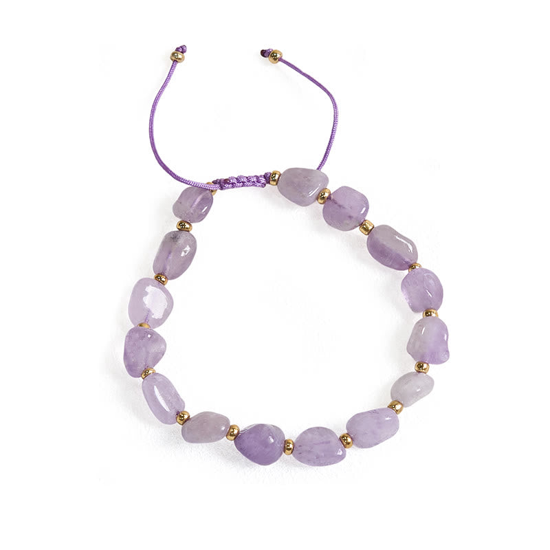 Irregular Raw Amethyst Braided String Adjustable Bracelet