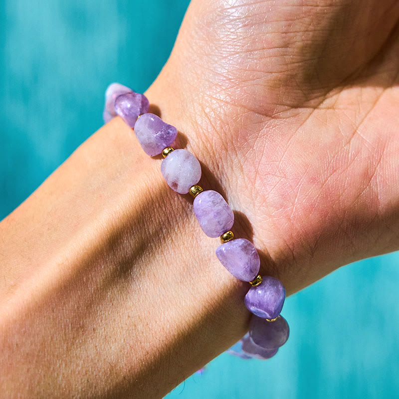 Irregular Raw Amethyst Braided String Adjustable Bracelet