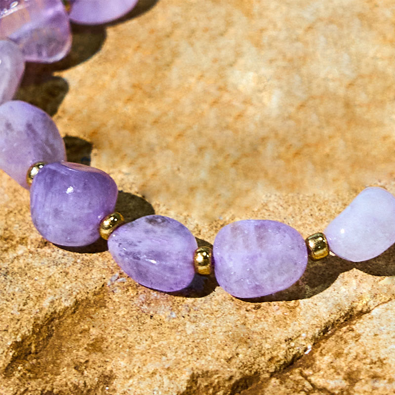 Irregular Raw Amethyst Braided String Adjustable Bracelet