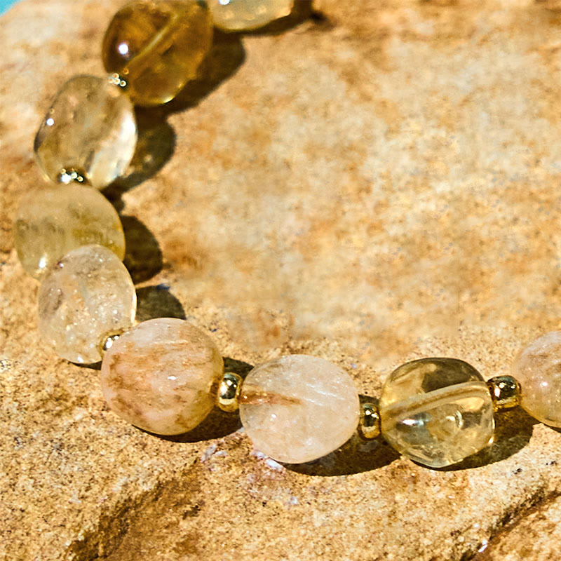 Raw Irregular Citrine Braided Cord Adjustable Bracelet