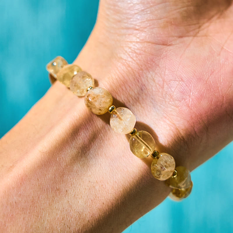 Raw Irregular Citrine Braided Cord Adjustable Bracelet