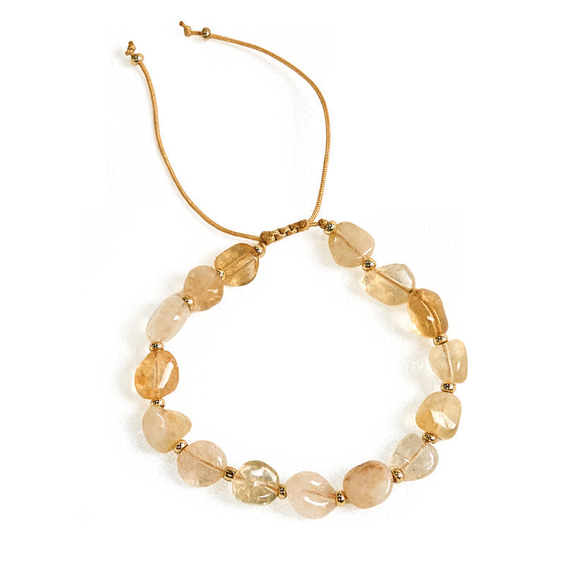 Raw Irregular Citrine Braided Cord Adjustable Bracelet