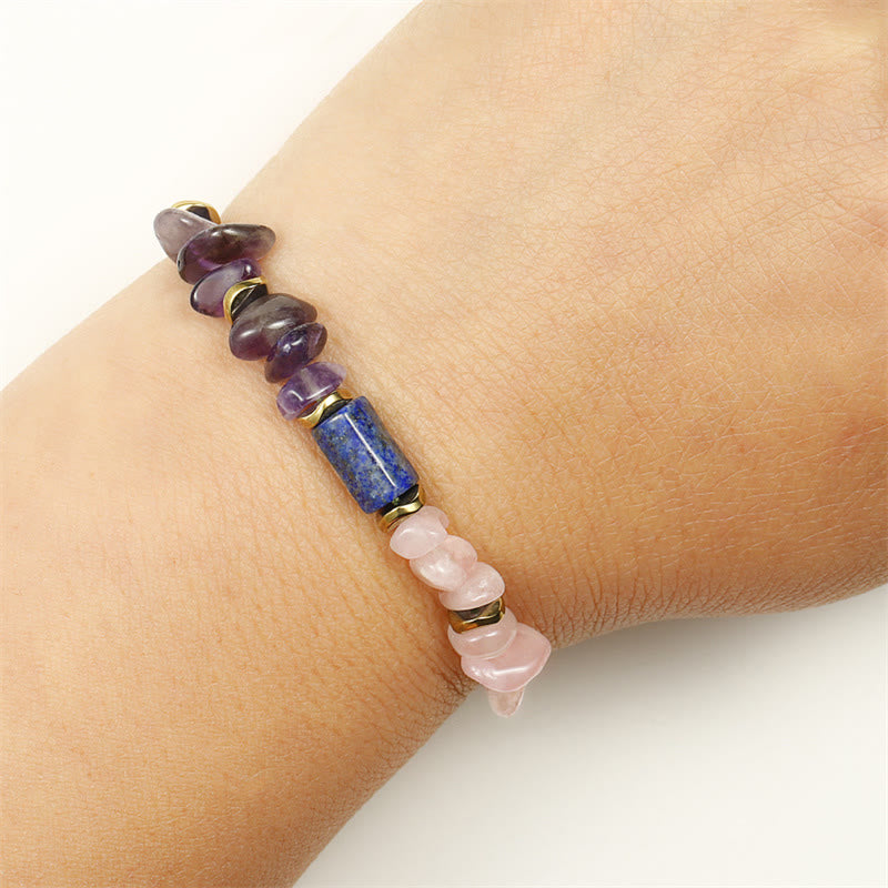 Best Friends Forever Amethyst Rose Quartz Lazurite Spiritual Bracelet