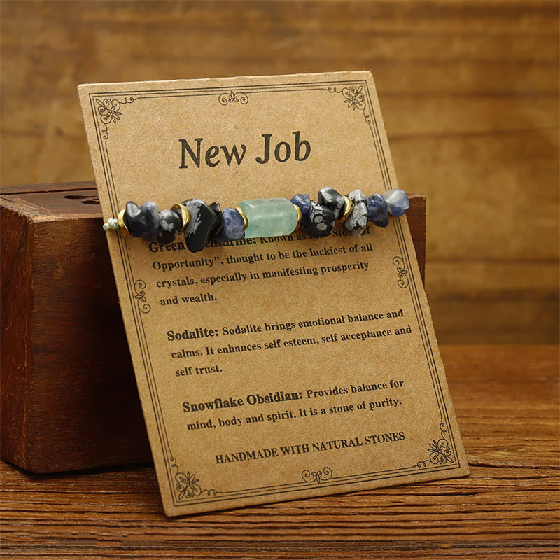 New Job Green Aventurine Sodalite Snowflake Obsidian Energy Bracelet