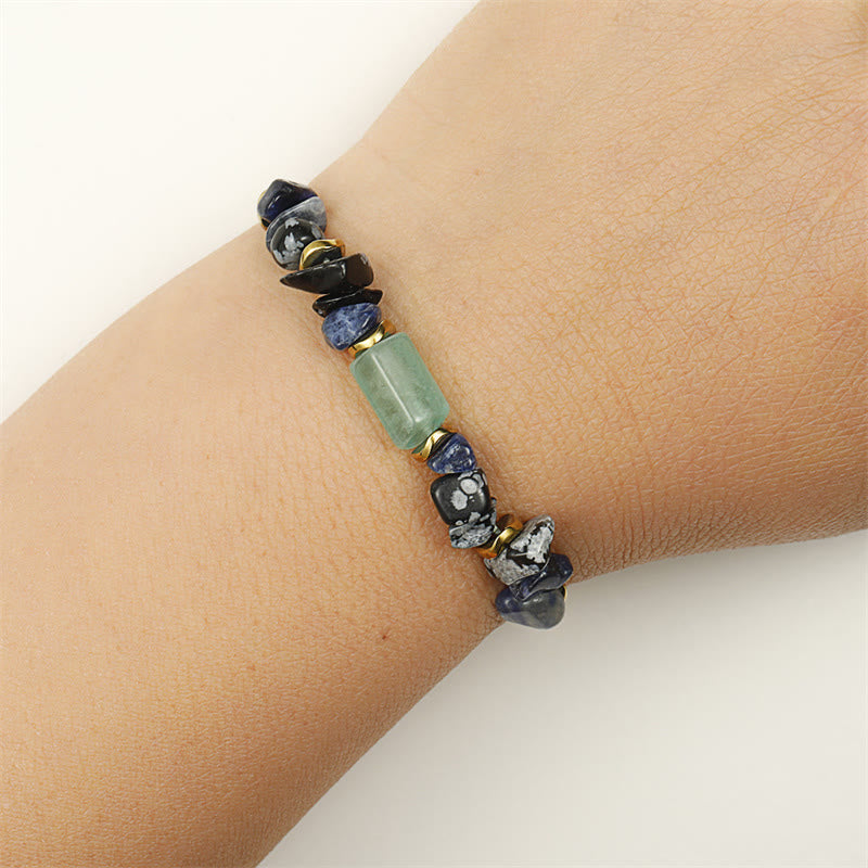New Job Green Aventurine Sodalite Snowflake Obsidian Energy Bracelet