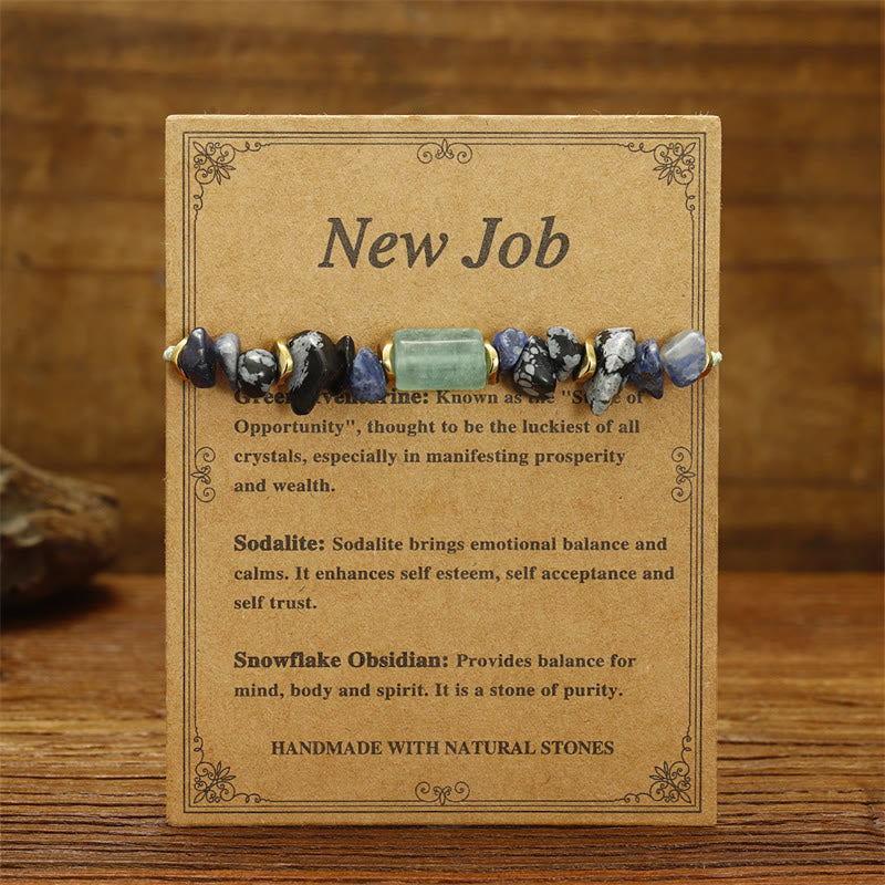 New Job Green Aventurine Sodalite Snowflake Obsidian Energy Bracelet