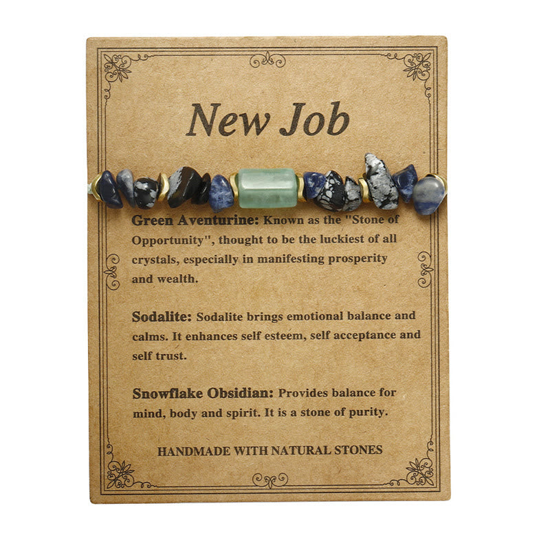New Job Green Aventurine Sodalite Snowflake Obsidian Energy Bracelet