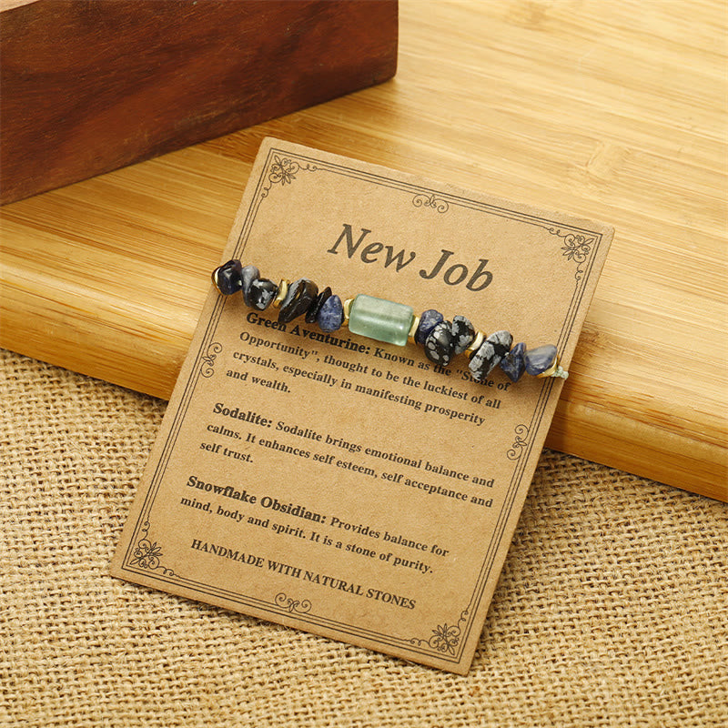 New Job Green Aventurine Sodalite Snowflake Obsidian Energy Bracelet