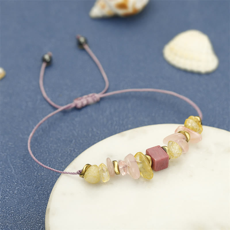 Thank You Rose Quartz Citrine Rhodonite Passionate Bracelet