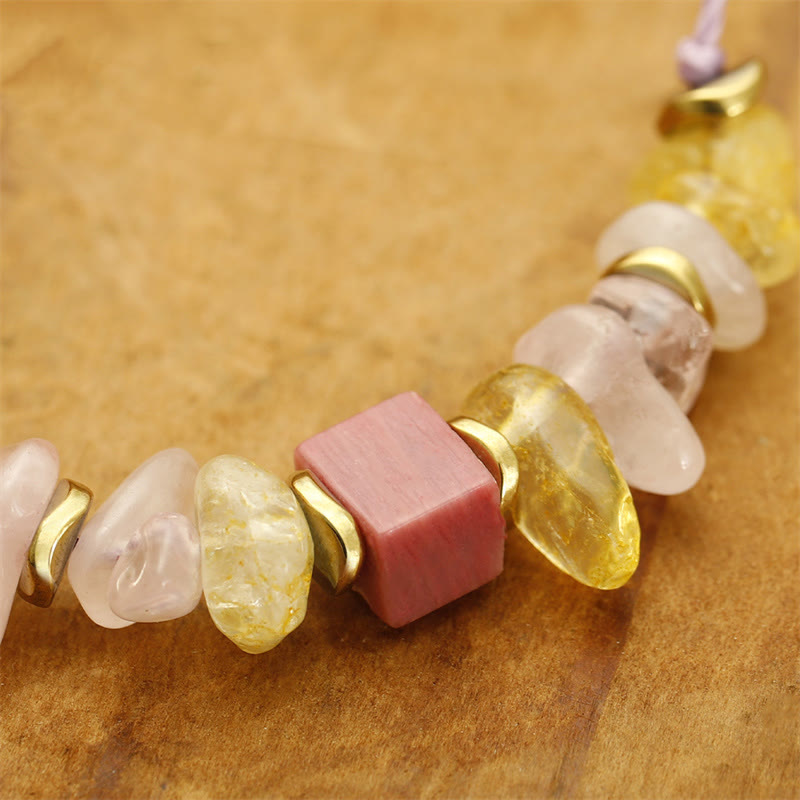 Thank You Rose Quartz Citrine Rhodonite Passionate Bracelet