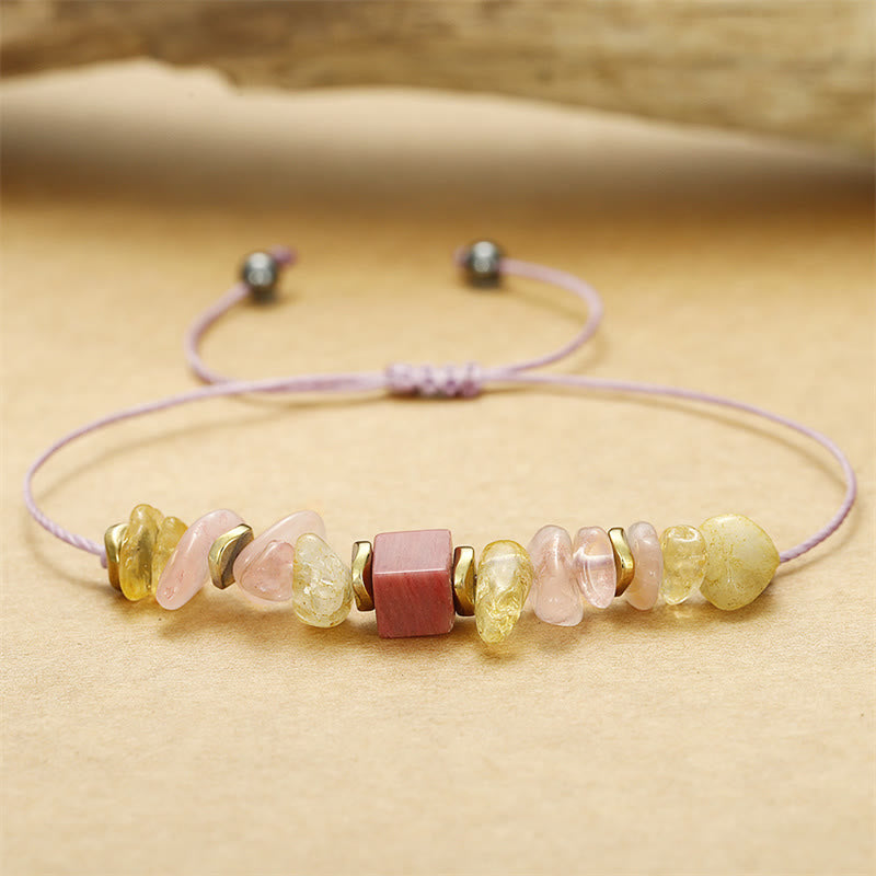 Thank You Rose Quartz Citrine Rhodonite Passionate Bracelet