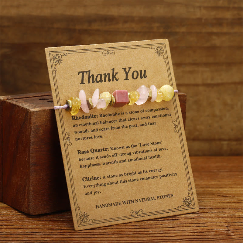 Thank You Rose Quartz Citrine Rhodonite Passionate Bracelet