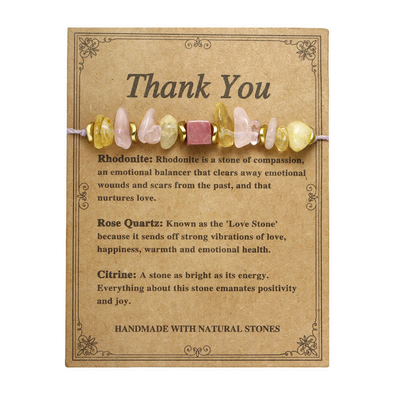 Thank You Rose Quartz Citrine Rhodonite Passionate Bracelet
