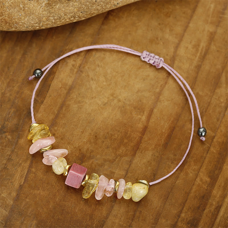 Thank You Rose Quartz Citrine Rhodonite Passionate Bracelet