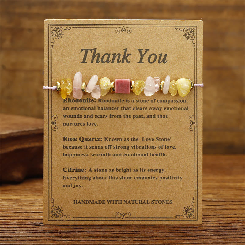 Thank You Rose Quartz Citrine Rhodonite Passionate Bracelet