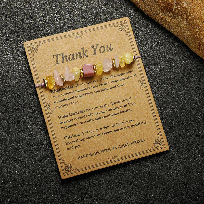 Thank You Rose Quartz Citrine Rhodonite Passionate Bracelet