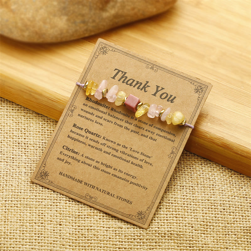 Thank You Rose Quartz Citrine Rhodonite Passionate Bracelet