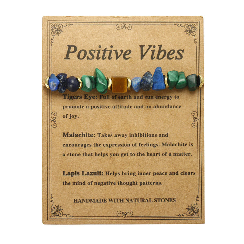 Adjustable Malachite Lapis Lazuli & Tiger Eye Copper Braided Bracelet