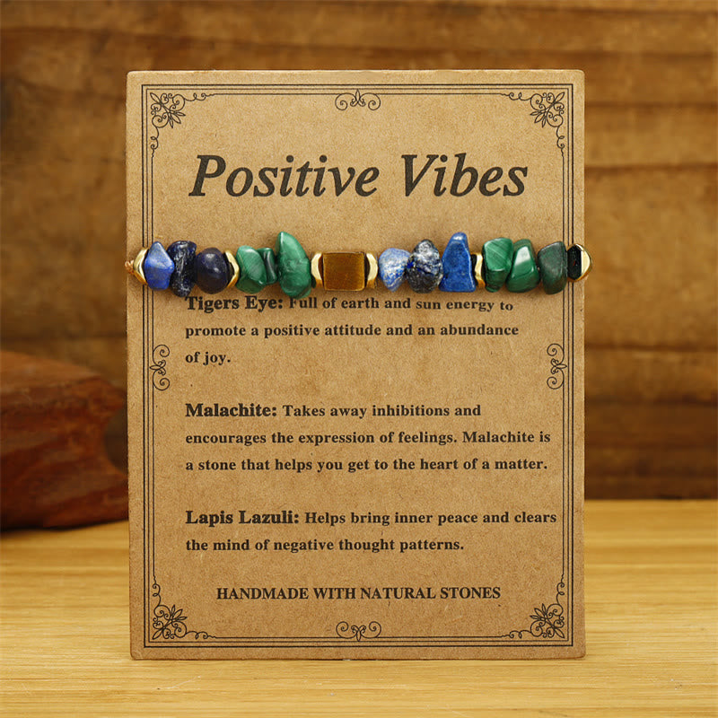Adjustable Malachite Lapis Lazuli & Tiger Eye Copper Braided Bracelet