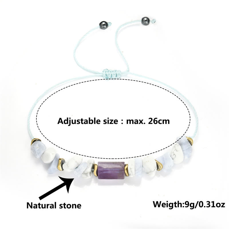 Adjustable Blue Lace Agate Howlite Amethyst and Copper Beaded Bracelet