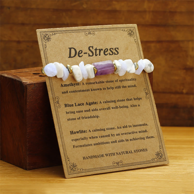 Adjustable Blue Lace Agate Howlite Amethyst and Copper Beaded Bracelet