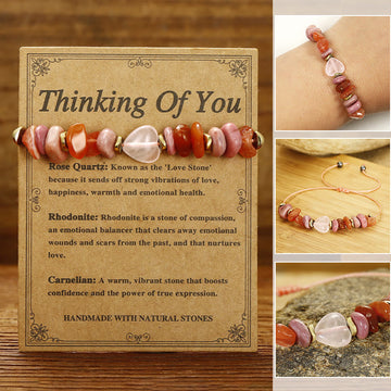 Rose Quartz Rhodonite Carnelian Amethyst Copper Adjustable Relationship Bracelet