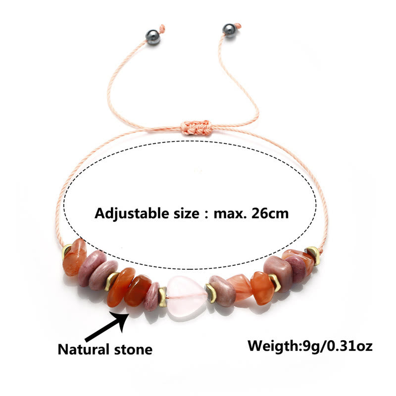 Rose Quartz Rhodonite Carnelian Amethyst Copper Adjustable Relationship Bracelet