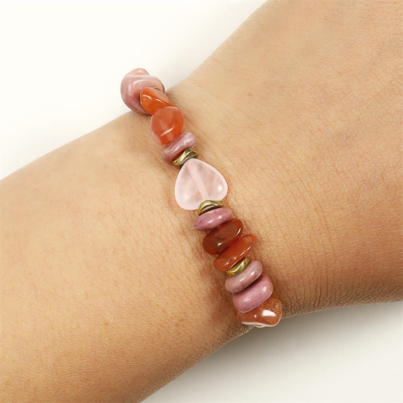 Rose Quartz Rhodonite Carnelian Amethyst Copper Adjustable Relationship Bracelet