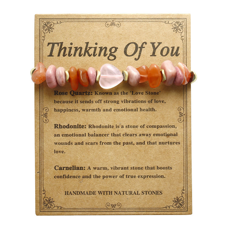 Rose Quartz Rhodonite Carnelian Amethyst Copper Adjustable Relationship Bracelet