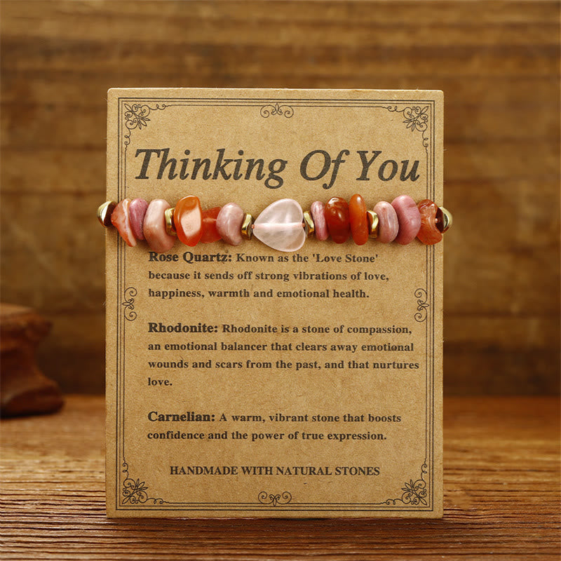 Rose Quartz Rhodonite Carnelian Amethyst Copper Adjustable Relationship Bracelet