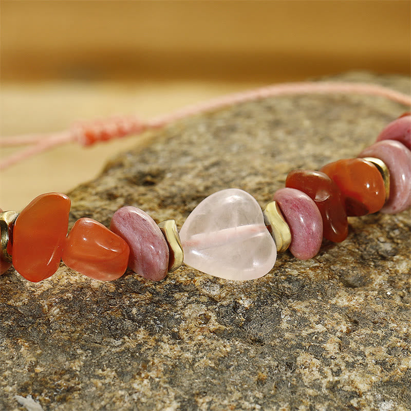 Rose Quartz Rhodonite Carnelian Amethyst Copper Adjustable Relationship Bracelet