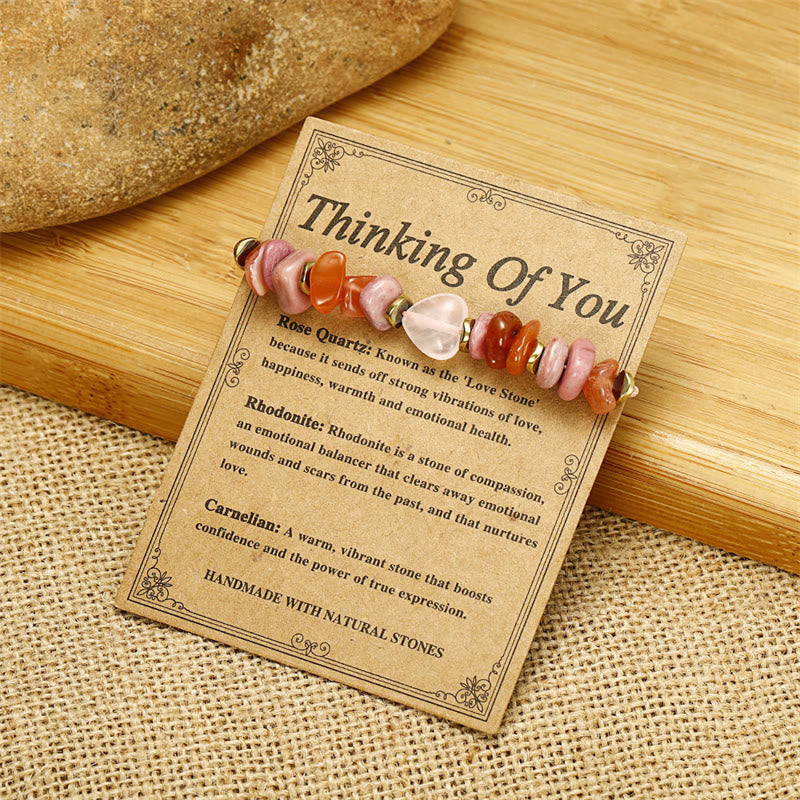 Rose Quartz Rhodonite Carnelian Amethyst Copper Adjustable Relationship Bracelet