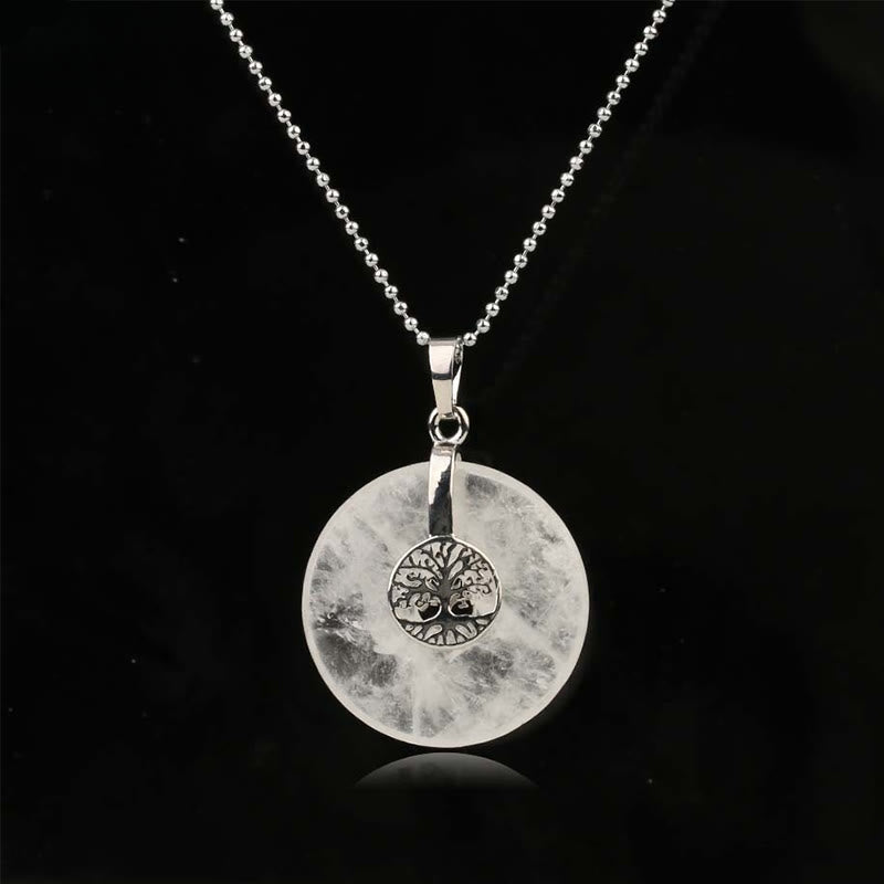 Various Crystal Rose Quartz Green Aventurine Amethyst The Tree of Life Kindness Necklace Pendant