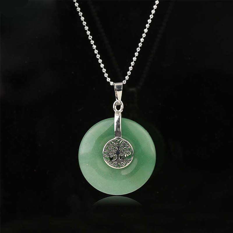 Various Crystal Rose Quartz Green Aventurine Amethyst The Tree of Life Kindness Necklace Pendant