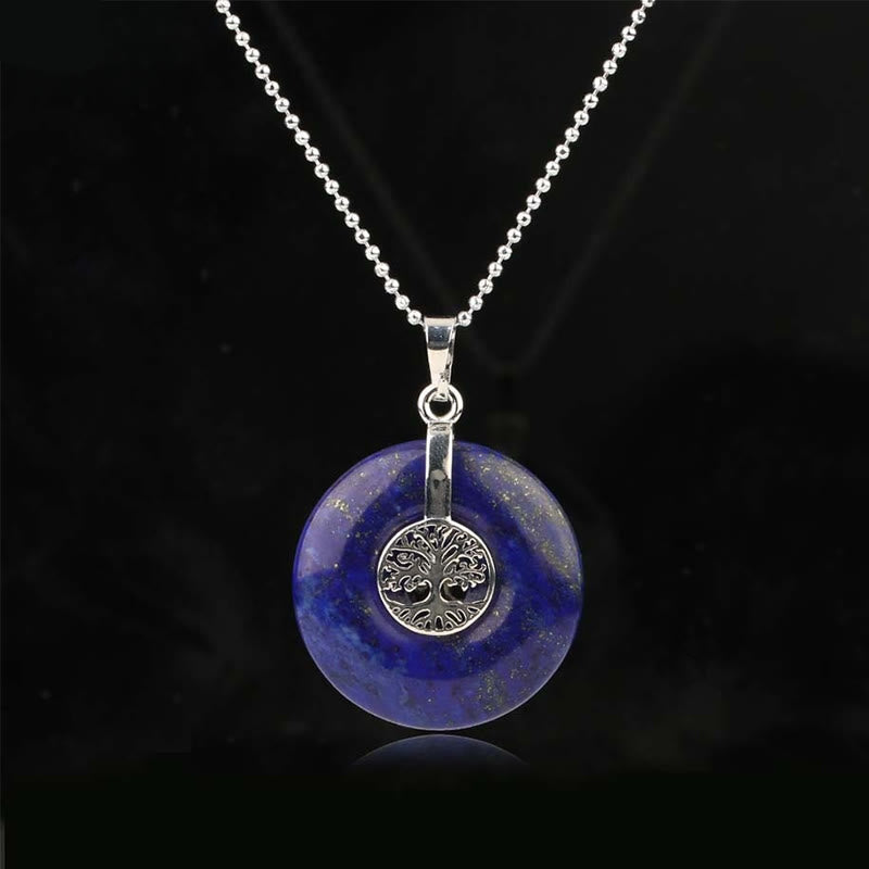 Various Crystal Rose Quartz Green Aventurine Amethyst The Tree of Life Kindness Necklace Pendant