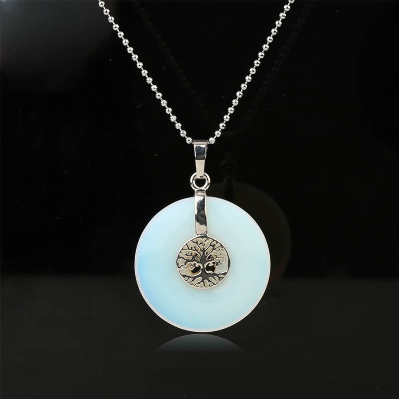 Various Crystal Rose Quartz Green Aventurine Amethyst The Tree of Life Kindness Necklace Pendant