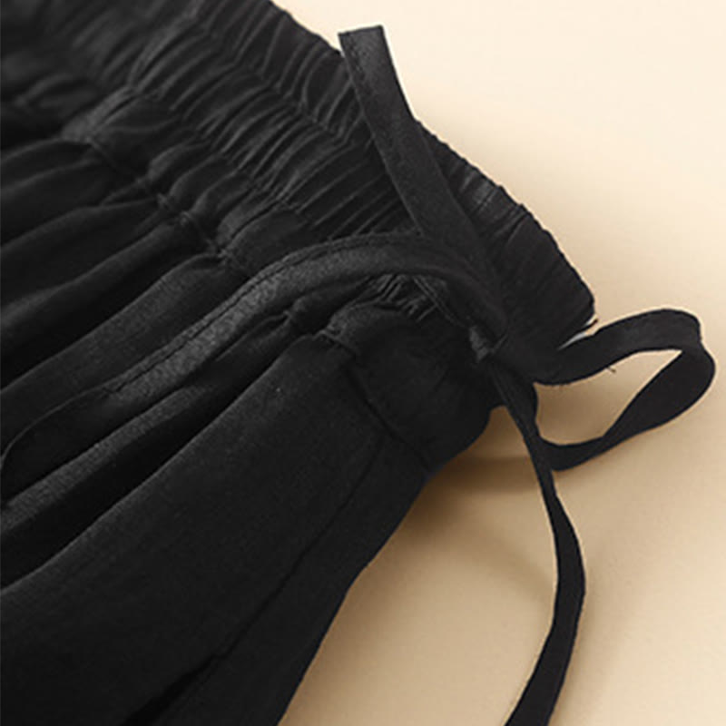 Plain Lace Up Elastic Waist Women's Skirt With Pockets
