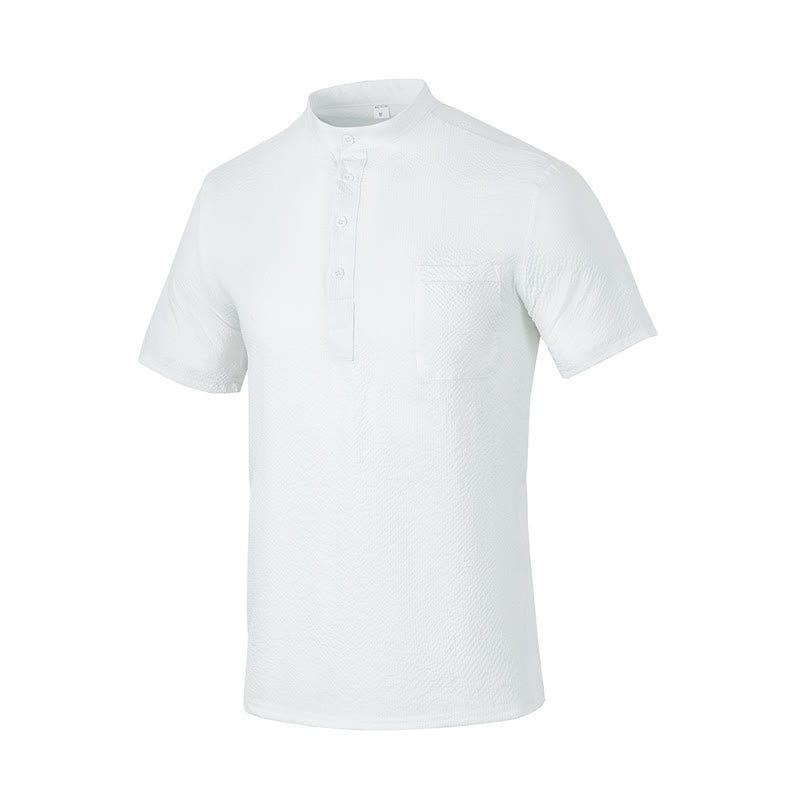 Breathable Stand-Collar Frog-Button Meditation Men's Shirt