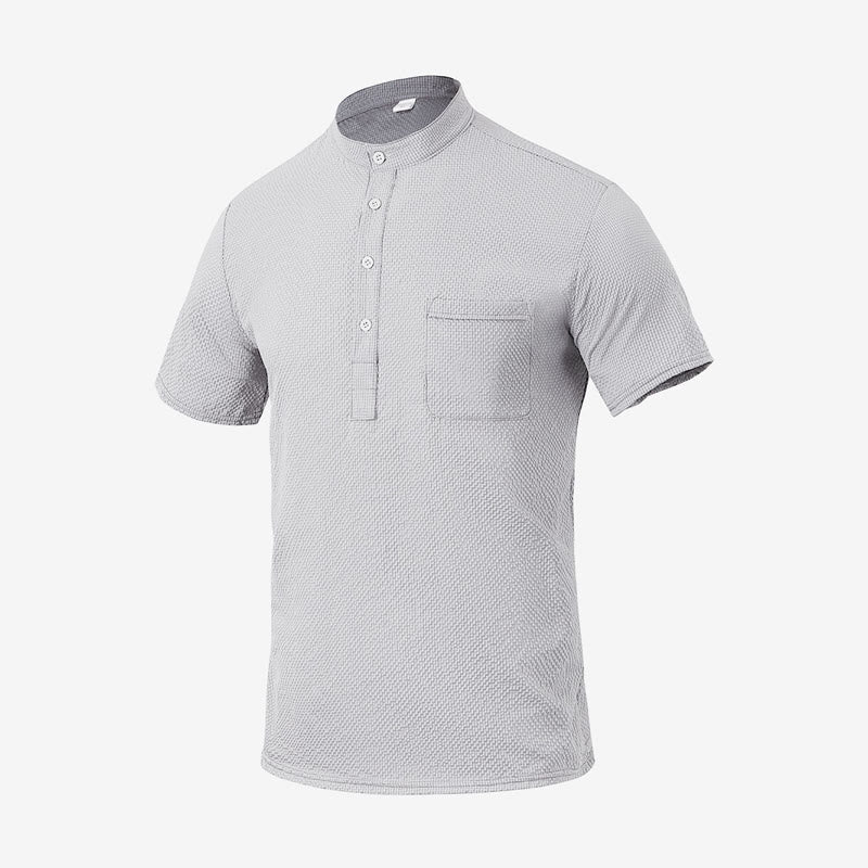 Breathable Stand-Collar Frog-Button Meditation Men's Shirt