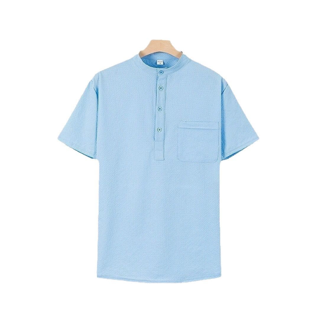 Breathable Stand-Collar Frog-Button Meditation Men's Shirt
